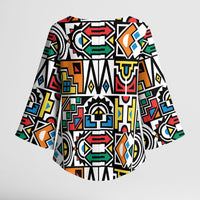 African Geometric Ndebele Patterns Kimono Sleeve Blouse