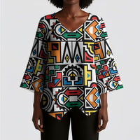 African Geometric Ndebele Patterns Kimono Sleeve Blouse