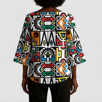 African Geometric Ndebele Patterns Kimono Sleeve Blouse