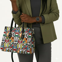 African Geometric Ndebele Patterns Leather Bag