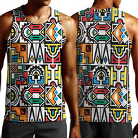 African Geometric Ndebele Patterns Men Tank Top