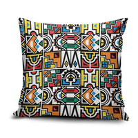 African Geometric Ndebele Patterns Pillow Cover