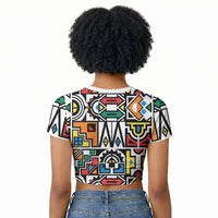 African Geometric Ndebele Patterns Raglan Cropped T shirt