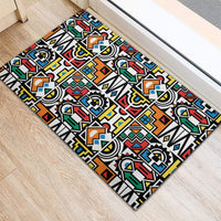 African Geometric Ndebele Patterns Rubber Doormat