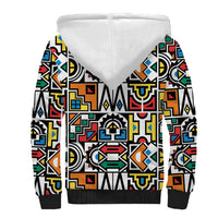 African Geometric Ndebele Patterns Sherpa Hoodie