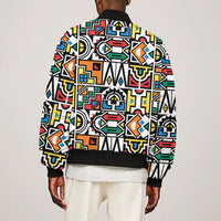 African Geometric Ndebele Patterns Sleeve Zip Bomber Jacket