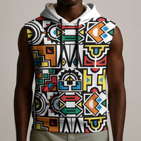 African Geometric Ndebele Patterns Sleeveless Hoodie