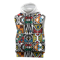 African Geometric Ndebele Patterns Sleeveless Zip Hoodie