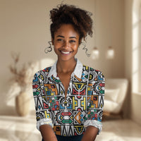 African Geometric Ndebele Patterns Women Casual Shirt