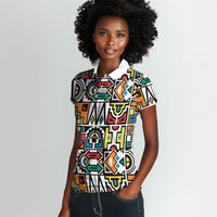 African Geometric Ndebele Patterns Women Polo Shirt