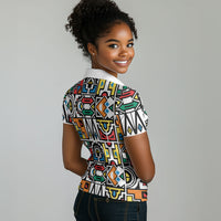 African Geometric Ndebele Patterns Women Polo Shirt