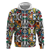 African Geometric Ndebele Patterns Zip Hoodie