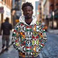 African Geometric Ndebele Patterns Zip Hoodie