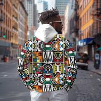 African Geometric Ndebele Patterns Zip Hoodie