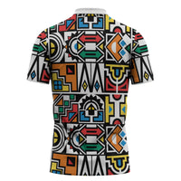 African Geometric Ndebele Patterns Zipper Polo Shirt
