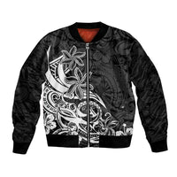 Polynesian Sunset Plumeria Bomber Jacket Pacific Island Tribal Black Style LT9 - Wonder Print Shop