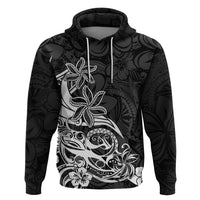 Polynesian Sunset Plumeria Hoodie Pacific Island Tribal Black Style - Wonder Print Shop