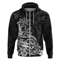 Polynesian Sunset Plumeria Hoodie Pacific Island Tribal Black Style - Wonder Print Shop