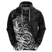 Polynesian Sunset Plumeria Hoodie Pacific Island Tribal Black Style - Wonder Print Shop