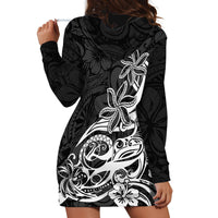 Polynesian Sunset Plumeria Hoodie Dress Pacific Island Tribal Black Style - Wonder Print Shop