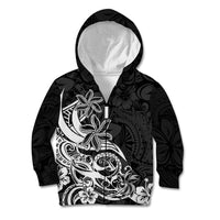 Polynesian Sunset Plumeria Kid Hoodie Pacific Island Tribal Black Style - Wonder Print Shop
