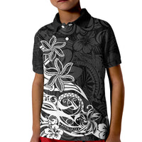 Polynesian Sunset Plumeria Kid Polo Shirt Pacific Island Tribal Black Style - Wonder Print Shop