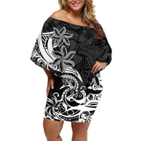 Polynesian Sunset Plumeria Off Shoulder Short Dress Pacific Island Tribal Black Style - Wonder Print Shop