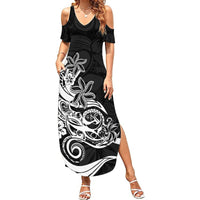 Polynesian Sunset Plumeria Summer Maxi Dress Pacific Island Tribal Black Style - Wonder Print Shop
