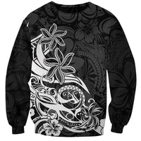 Polynesian Sunset Plumeria Sweatshirt Pacific Island Tribal Black Style - Wonder Print Shop