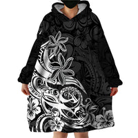 Polynesian Sunset Plumeria Wearable Blanket Hoodie Pacific Island Tribal Black Style - Wonder Print Shop
