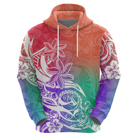 Polynesian Sunset Plumeria Hoodie Pacific Island Tribal Blossom Style - Wonder Print Shop