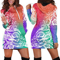 Polynesian Sunset Plumeria Hoodie Dress Pacific Island Tribal Blossom Style - Wonder Print Shop