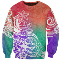 Polynesian Sunset Plumeria Sweatshirt Pacific Island Tribal Blossom Style - Wonder Print Shop