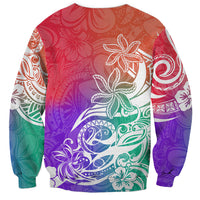 Polynesian Sunset Plumeria Sweatshirt Pacific Island Tribal Blossom Style - Wonder Print Shop