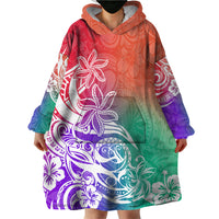 Polynesian Sunset Plumeria Wearable Blanket Hoodie Pacific Island Tribal Blossom Style - Wonder Print Shop