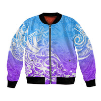 Polynesian Sunset Plumeria Bomber Jacket Pacific Island Tribal Blue Style LT9 - Wonder Print Shop
