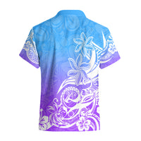 Polynesian Sunset Plumeria Hawaiian Shirt Pacific Island Tribal Blue Style - Wonder Print Shop