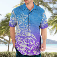 Polynesian Sunset Plumeria Hawaiian Shirt Pacific Island Tribal Blue Style - Wonder Print Shop