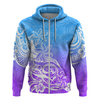Polynesian Sunset Plumeria Hoodie Pacific Island Tribal Blue Style - Wonder Print Shop