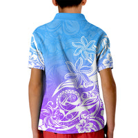 Polynesian Sunset Plumeria Kid Polo Shirt Pacific Island Tribal Blue Style - Wonder Print Shop