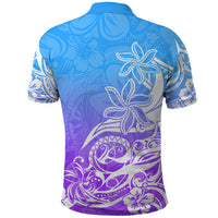 Polynesian Sunset Plumeria Polo Shirt Pacific Island Tribal Blue Style - Wonder Print Shop