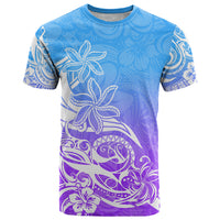 Polynesian Sunset Plumeria T Shirt Pacific Island Tribal Blue Style - Wonder Print Shop