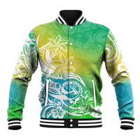 Polynesian Sunset Plumeria Baseball Jacket Pacific Island Tribal Green Style LT9 - Wonder Print Shop
