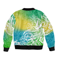 Polynesian Sunset Plumeria Bomber Jacket Pacific Island Tribal Green Style LT9 - Wonder Print Shop