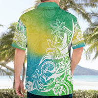 Polynesian Sunset Plumeria Hawaiian Shirt Pacific Island Tribal Green Style - Wonder Print Shop