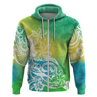 Polynesian Sunset Plumeria Hoodie Pacific Island Tribal Green Style - Wonder Print Shop