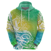 Polynesian Sunset Plumeria Hoodie Pacific Island Tribal Green Style - Wonder Print Shop