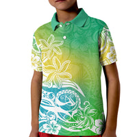 Polynesian Sunset Plumeria Kid Polo Shirt Pacific Island Tribal Green Style - Wonder Print Shop