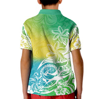 Polynesian Sunset Plumeria Kid Polo Shirt Pacific Island Tribal Green Style - Wonder Print Shop