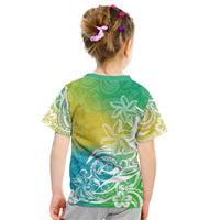 Polynesian Sunset Plumeria Kid T Shirt Pacific Island Tribal Green Style - Wonder Print Shop